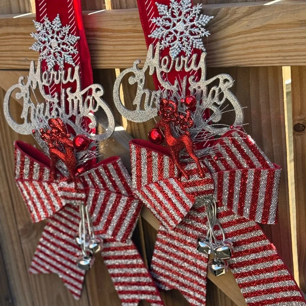 Over The Door Double Christmas Swag.  Christmas Bow/ Wreath /Ribbon Swag custom